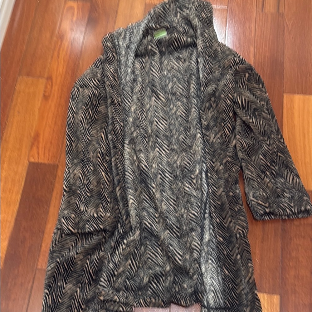 Chico's Black and White Open Front Cardigan